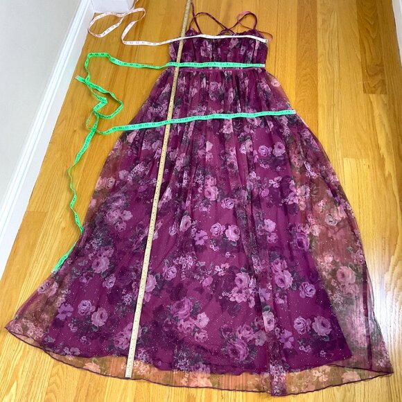 City Triangles Dress Y2K Formal Gown Purple Pink Floral Open Back Velvet (11) - Picture 8 of 9